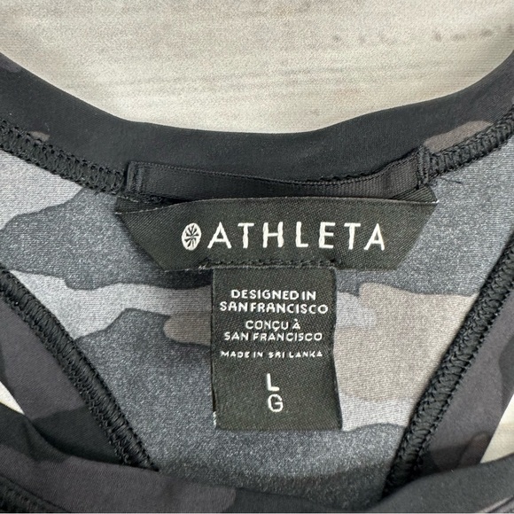 Athleta Women’s size Large ULTIMATE Black & Gray Camo Train Tank Top - Picture 10 of 12